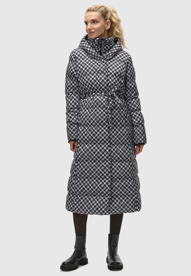 Ragwear Steppmantel »Niara Long Print« wasserdichter Mantel mit angesagtem Hahnentritt Muster