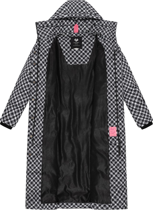 Ragwear Steppmantel »Niara Long Print« wasserdichter Mantel mit angesagtem Hahnentritt Muster