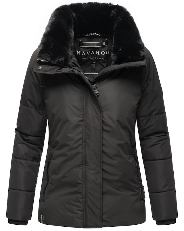 Navahoo Winterjacke »Frostii XIV« ohne Kapuze modische Damen Winter Steppjacke mit Kunstfellkragen