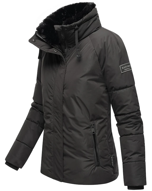 Navahoo Winterjacke »Frostii XIV« ohne Kapuze modische Damen Winter Steppjacke mit Kunstfellkragen