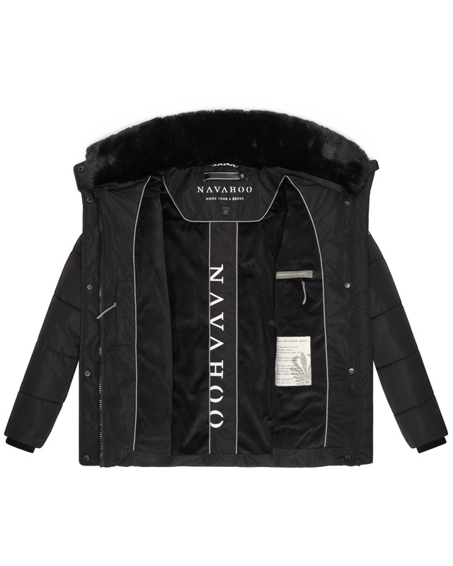 Navahoo Winterjacke »Frostii XIV« ohne Kapuze modische Damen Winter Steppjacke mit Kunstfellkragen