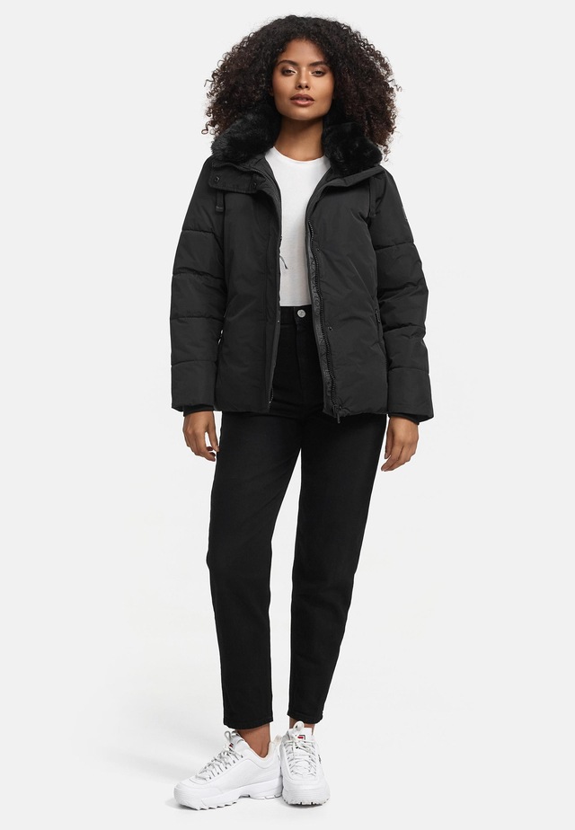 Navahoo Winterjacke »Frostii XIV« ohne Kapuze modische Damen Winter Steppjacke mit Kunstfellkragen