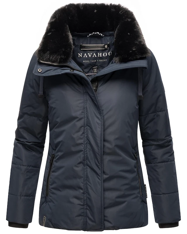 Navahoo Winterjacke »Frostii XIV« ohne Kapuze modische Damen Winter Steppjacke mit Kunstfellkragen