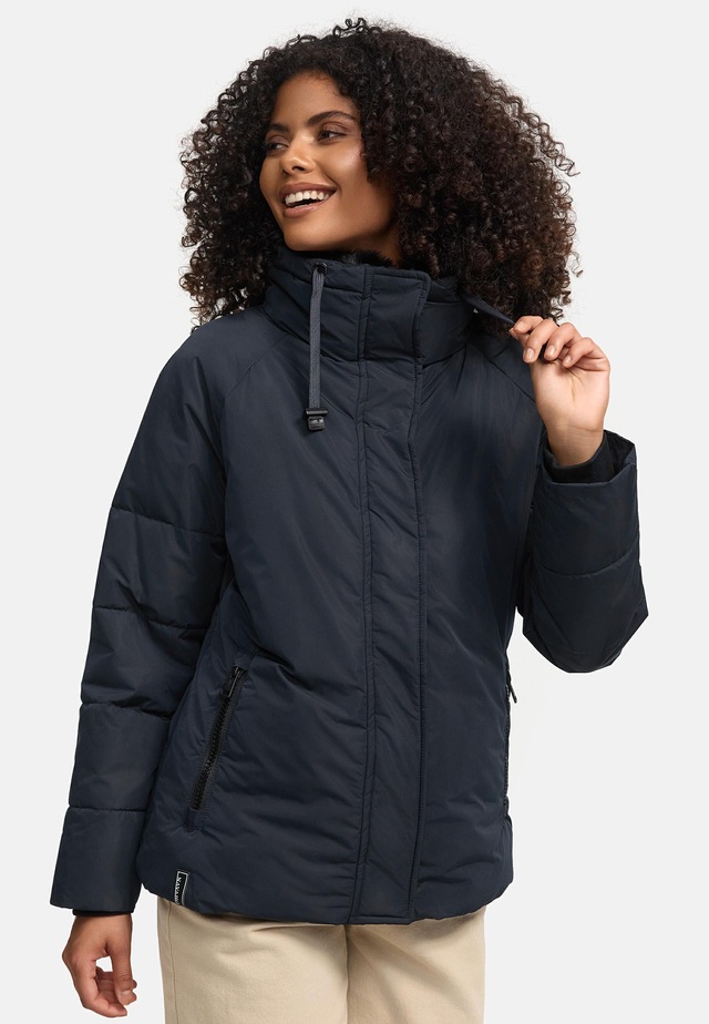 Navahoo Winterjacke »Frostii XIV« ohne Kapuze modische Damen Winter Steppjacke mit Kunstfellkragen