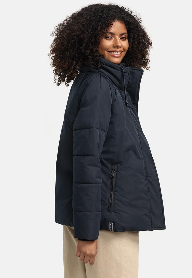 Navahoo Winterjacke »Frostii XIV« ohne Kapuze modische Damen Winter Steppjacke mit Kunstfellkragen