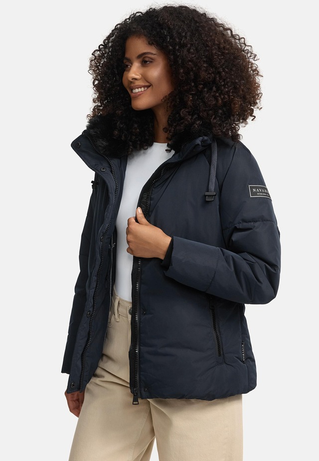 Navahoo Winterjacke »Frostii XIV« ohne Kapuze modische Damen Winter Steppjacke mit Kunstfellkragen