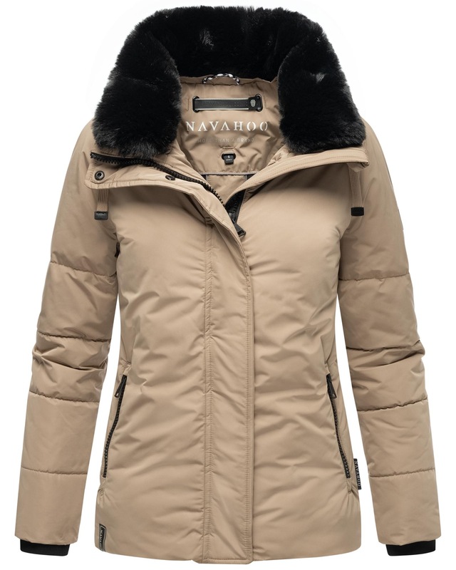 Navahoo Winterjacke »Frostii XIV« ohne Kapuze modische Damen Winter Steppjacke mit Kunstfellkragen