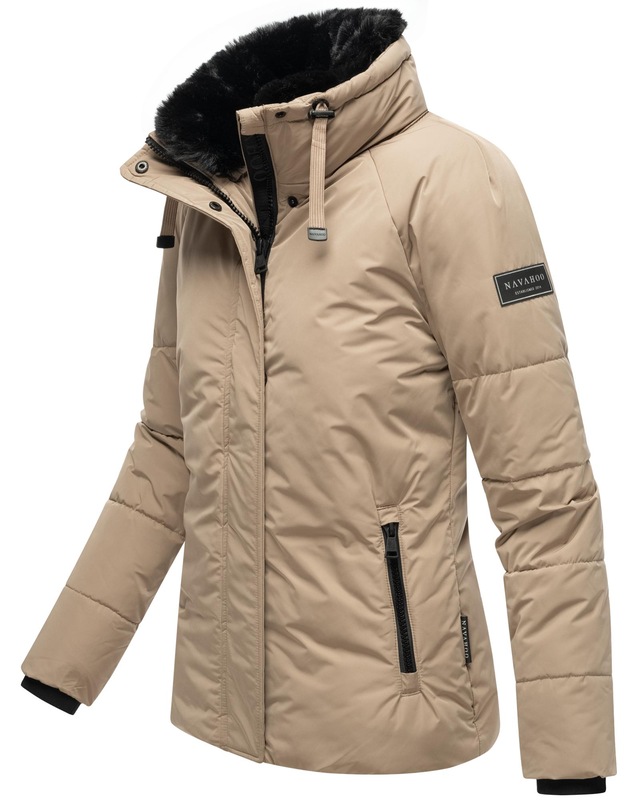 Navahoo Winterjacke »Frostii XIV« ohne Kapuze modische Damen Winter Steppjacke mit Kunstfellkragen