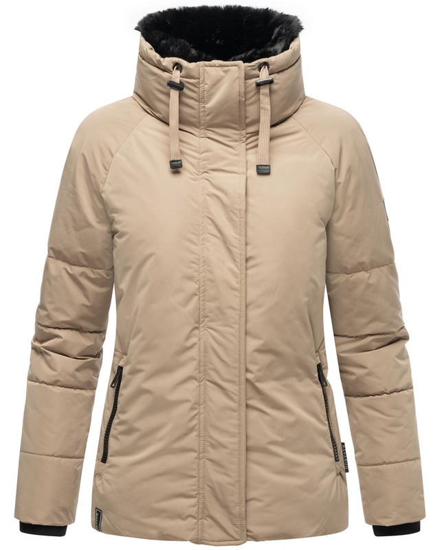 Navahoo Winterjacke »Frostii XIV« ohne Kapuze modische Damen Winter Steppjacke mit Kunstfellkragen