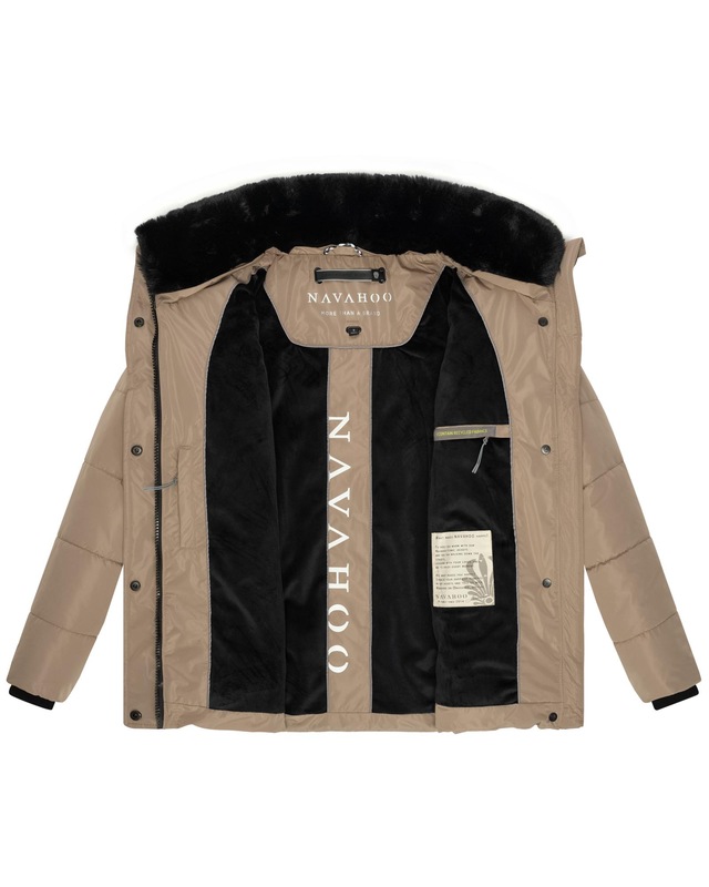Navahoo Winterjacke »Frostii XIV« ohne Kapuze modische Damen Winter Steppjacke mit Kunstfellkragen