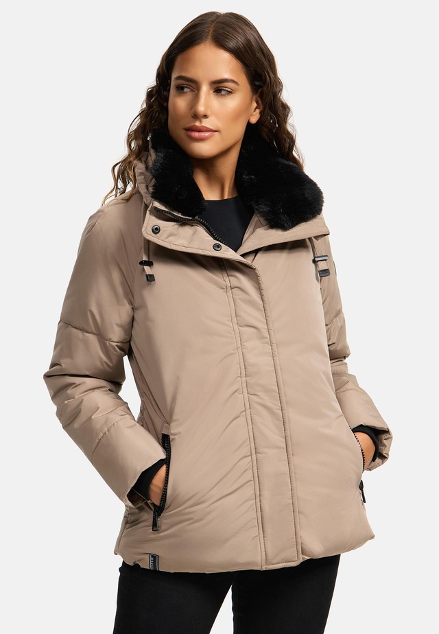 Navahoo Winterjacke »Frostii XIV« ohne Kapuze modische Damen Winter Steppjacke mit Kunstfellkragen