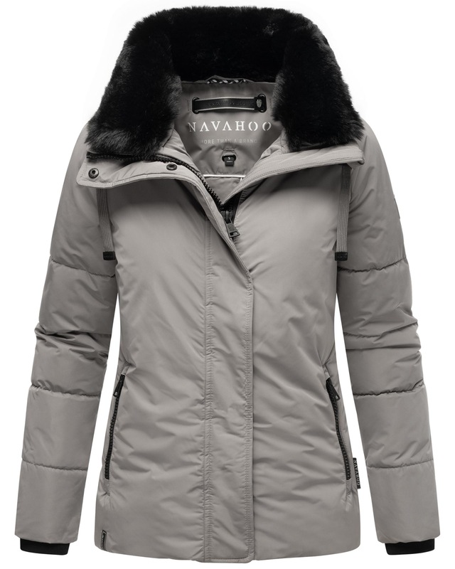 Navahoo Winterjacke »Frostii XIV« ohne Kapuze modische Damen Winter Steppjacke mit Kunstfellkragen