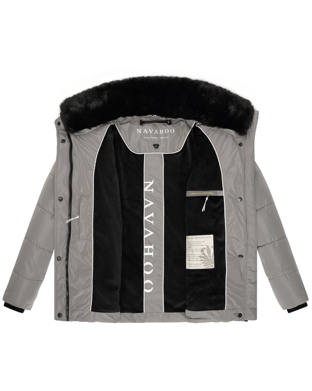 Navahoo Winterjacke »Frostii XIV« ohne Kapuze modische Damen Winter Steppjacke mit Kunstfellkragen