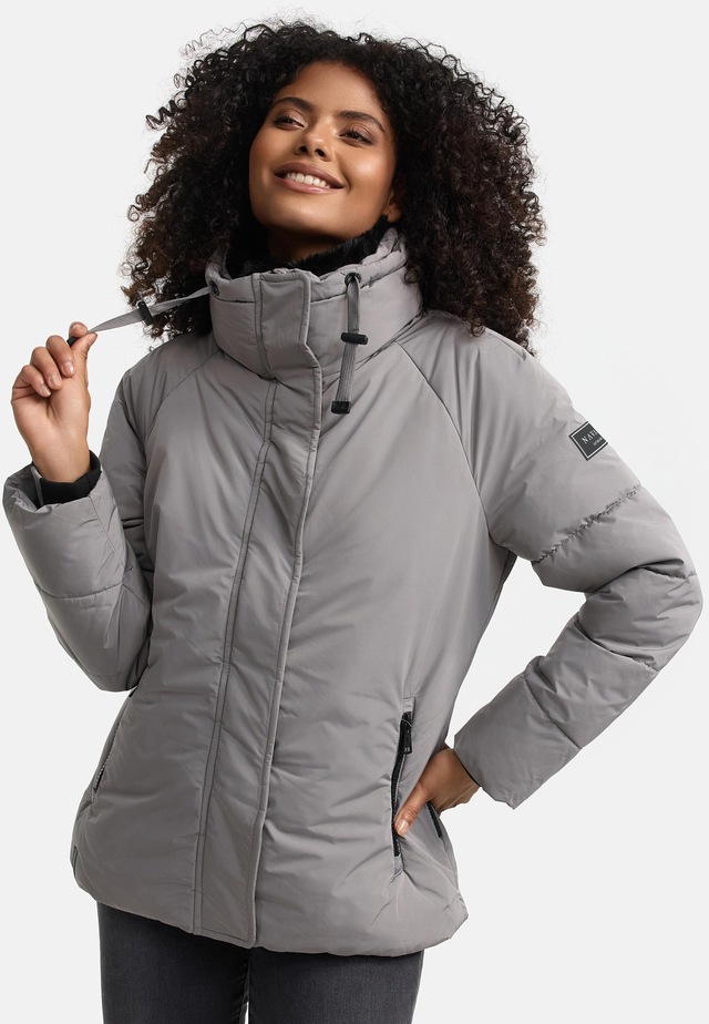 Navahoo Winterjacke »Frostii XIV« ohne Kapuze modische Damen Winter Steppjacke mit Kunstfellkragen