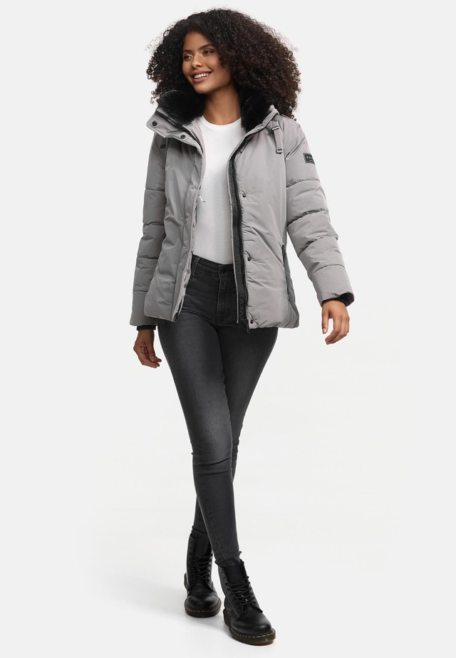 Navahoo Winterjacke »Frostii XIV« ohne Kapuze modische Damen Winter Steppjacke mit Kunstfellkragen