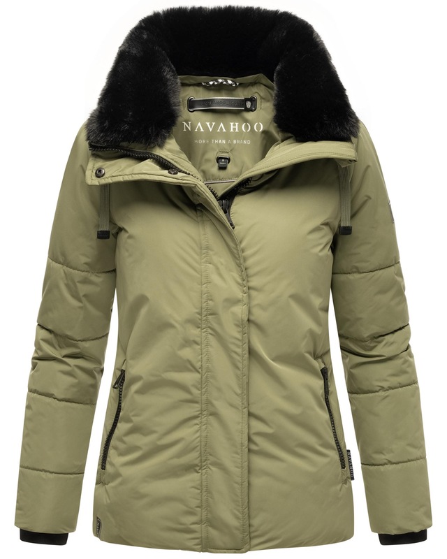 Navahoo Winterjacke »Frostii XIV« ohne Kapuze modische Damen Winter Steppjacke mit Kunstfellkragen