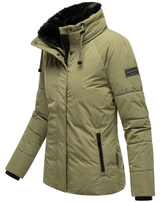 Navahoo Winterjacke »Frostii XIV« ohne Kapuze modische Damen Winter Steppjacke mit Kunstfellkragen
