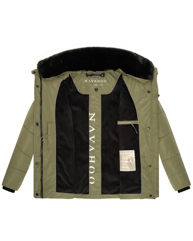 Navahoo Winterjacke »Frostii XIV« ohne Kapuze modische Damen Winter Steppjacke mit Kunstfellkragen