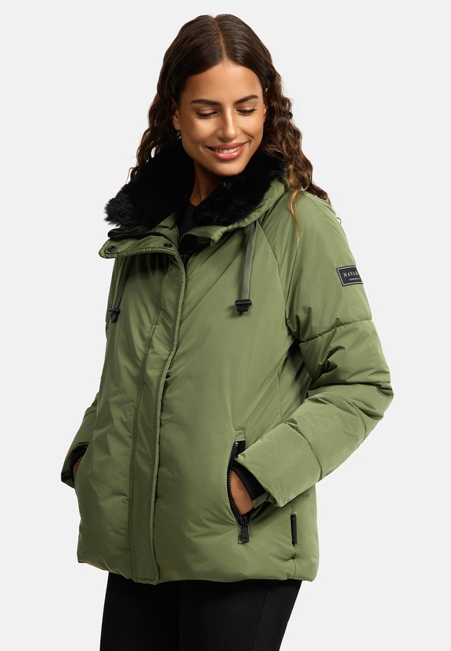 Navahoo Winterjacke »Frostii XIV« ohne Kapuze modische Damen Winter Steppjacke mit Kunstfellkragen