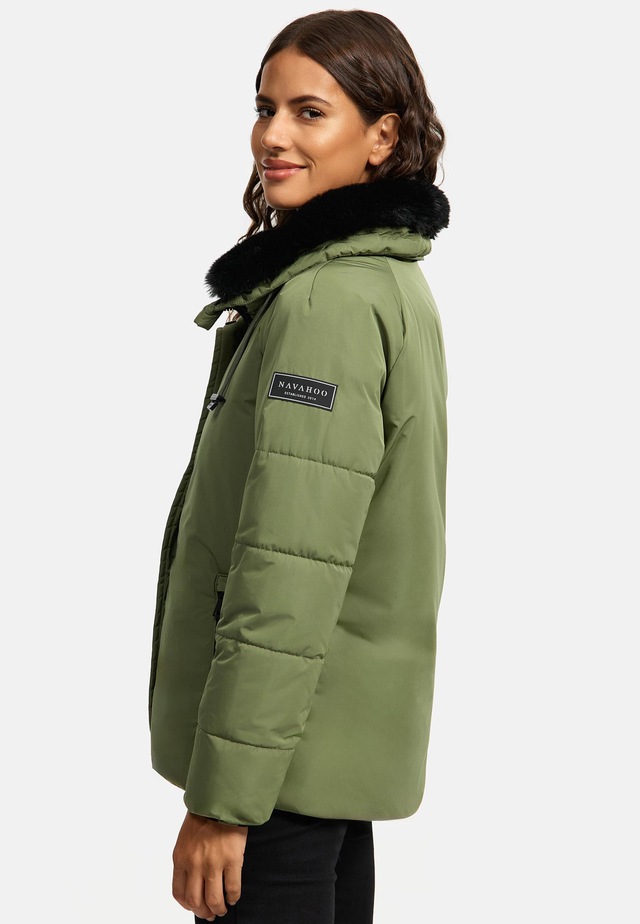Navahoo Winterjacke »Frostii XIV« ohne Kapuze modische Damen Winter Steppjacke mit Kunstfellkragen