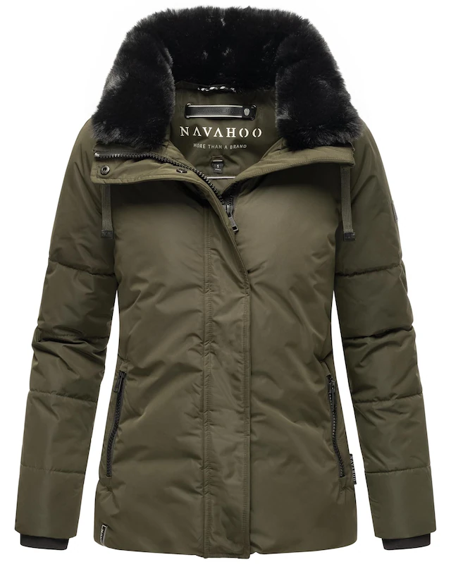 Navahoo Winterjacke »Frostii XIV« ohne Kapuze modische Damen Winter Steppjacke mit Kunstfellkragen