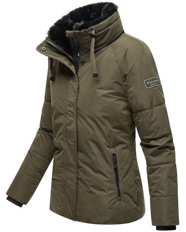Navahoo Winterjacke »Frostii XIV« ohne Kapuze modische Damen Winter Steppjacke mit Kunstfellkragen