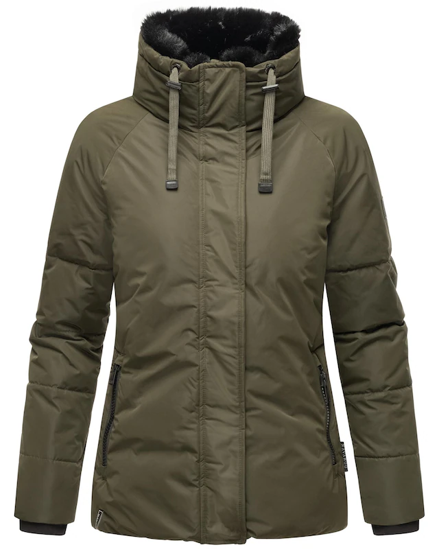 Navahoo Winterjacke »Frostii XIV« ohne Kapuze modische Damen Winter Steppjacke mit Kunstfellkragen