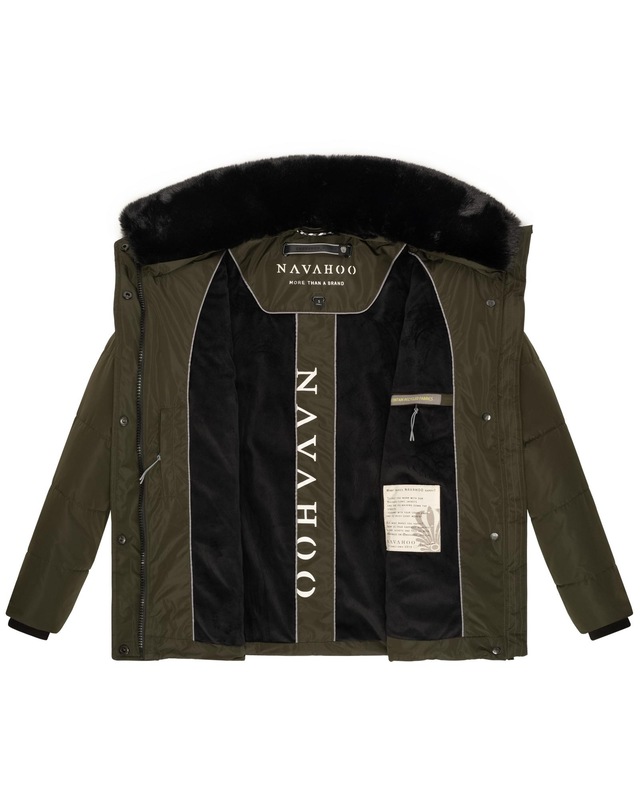 Navahoo Winterjacke »Frostii XIV« ohne Kapuze modische Damen Winter Steppjacke mit Kunstfellkragen