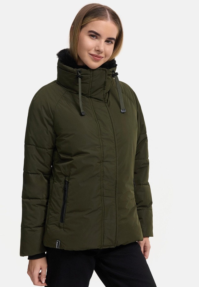 Navahoo Winterjacke »Frostii XIV« ohne Kapuze modische Damen Winter Steppjacke mit Kunstfellkragen