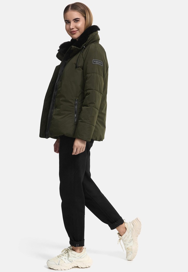 Navahoo Winterjacke »Frostii XIV« ohne Kapuze modische Damen Winter Steppjacke mit Kunstfellkragen
