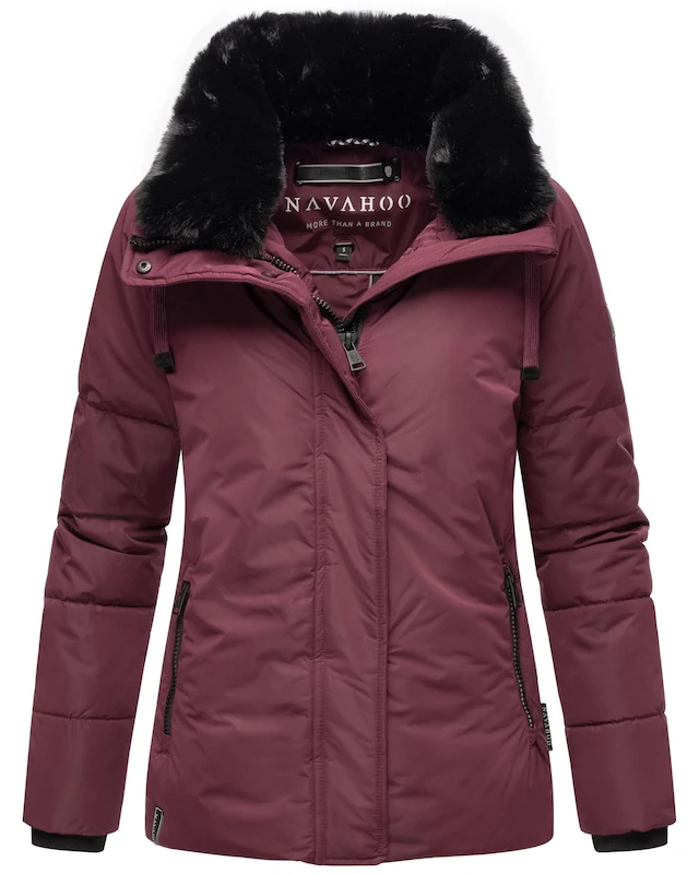 Navahoo Winterjacke »Frostii XIV« ohne Kapuze modische Damen Winter Steppjacke mit Kunstfellkragen