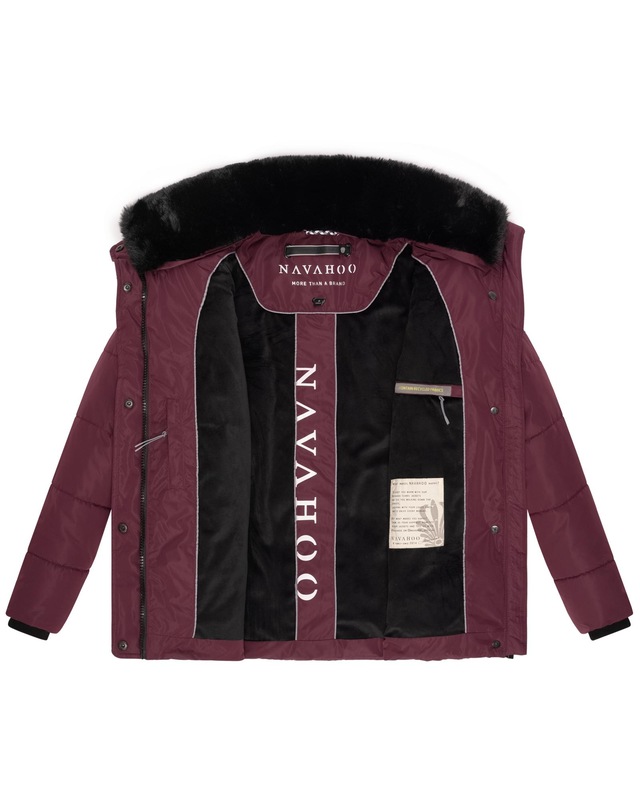 Navahoo Winterjacke »Frostii XIV« ohne Kapuze modische Damen Winter Steppjacke mit Kunstfellkragen