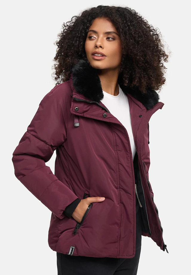Navahoo Winterjacke »Frostii XIV« ohne Kapuze modische Damen Winter Steppjacke mit Kunstfellkragen