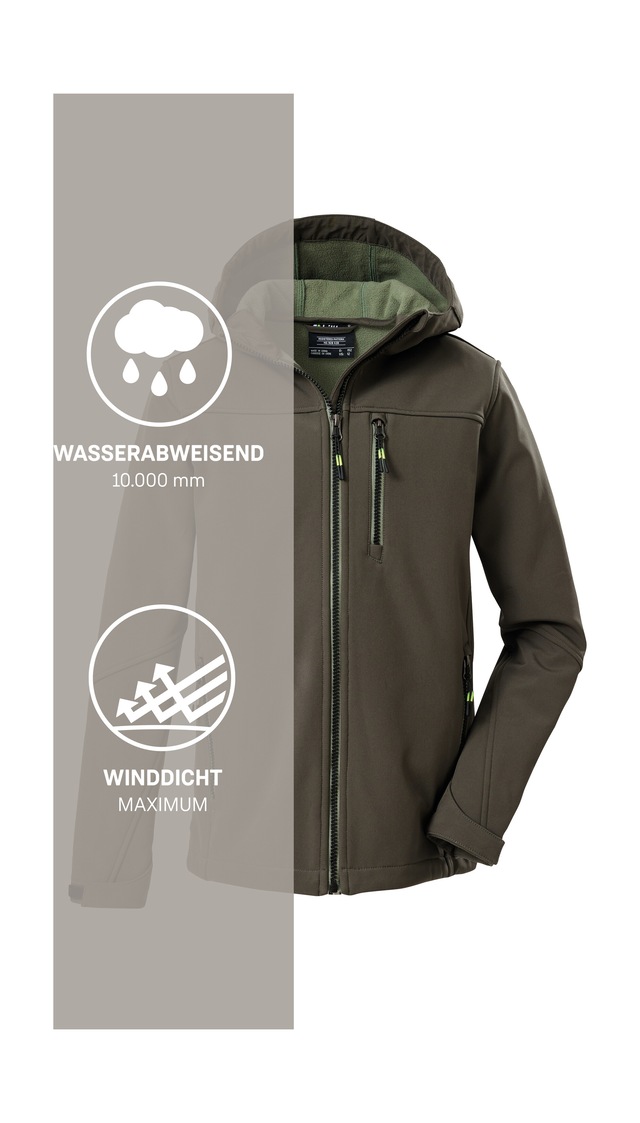 Killtec Softshelljacke »Jungen Softshelljacke« Wasserabweisende Softshelljacke mit Fleece und verstellbaren Details