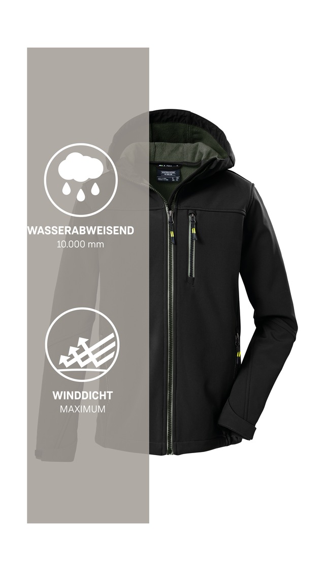 Killtec Softshelljacke »Jungen Softshelljacke« Wasserabweisende Softshelljacke mit Fleece und verstellbaren Details