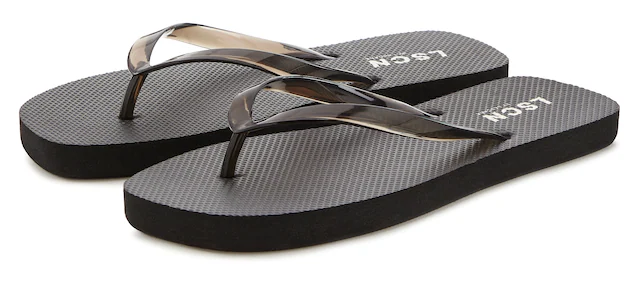 LSCN by LASCANA Badezehentrenner »Flip-Flops, Badelatsche, Badeschuhe, Sandale, Pantolette, Badeschlappe« Zehentrenner, Sommerschuhe in modischer Karree-Form VEGAN