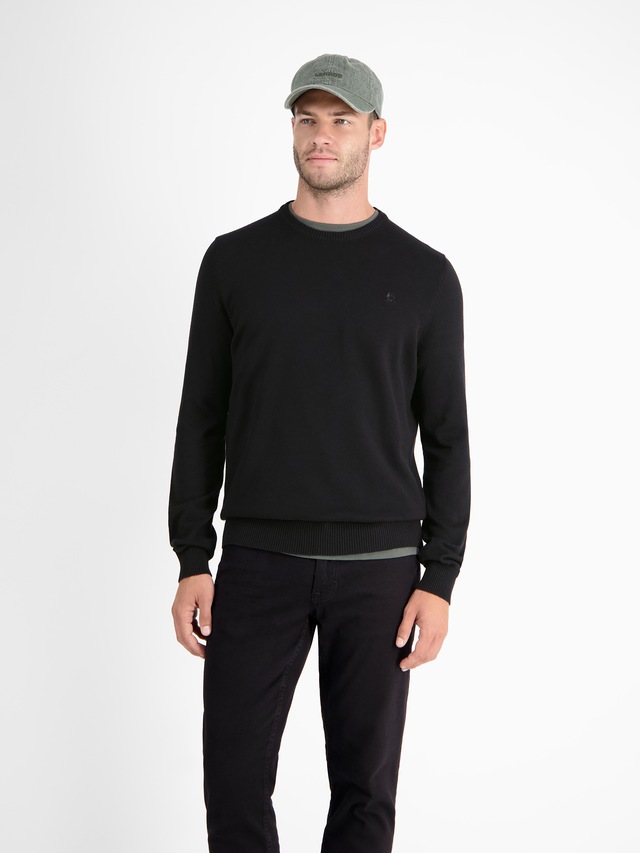 LERROS Strickpullover »Herren Strickpullover aus Baumwolle mit Crewneck Ausschnitt« Weicher Strick-Pullover, Rundhalsausschnitt, lange Ärmel, pflegeleicht