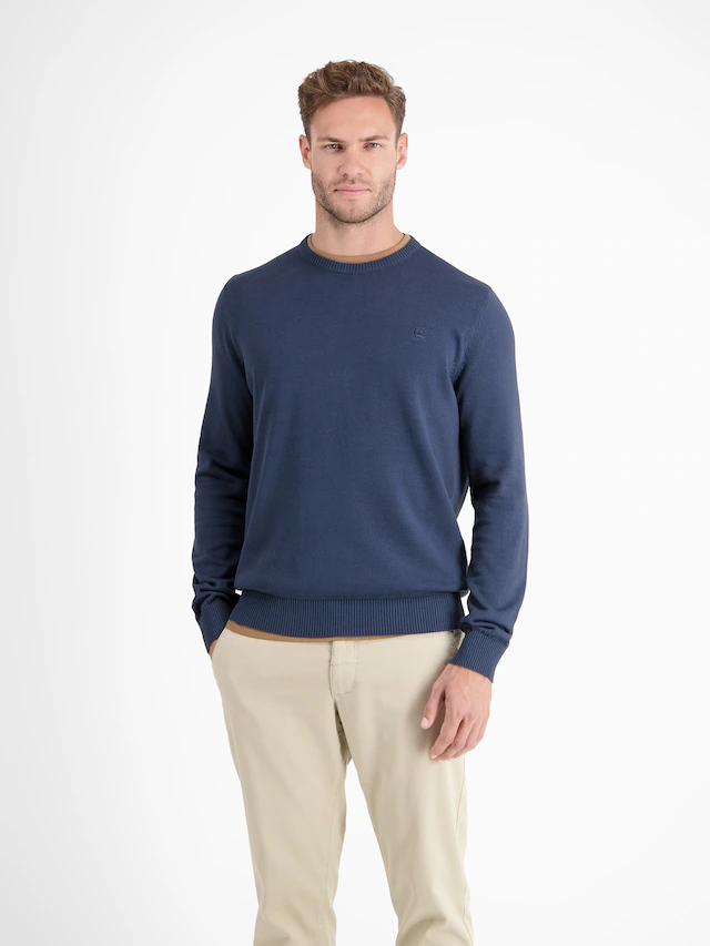 LERROS Strickpullover »Herren Strickpullover aus Baumwolle mit Crewneck Ausschnitt« Weicher Strick-Pullover, Rundhalsausschnitt, lange Ärmel, pflegeleicht