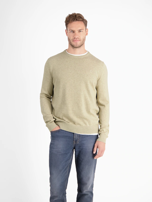LERROS Strickpullover »Herren Strickpullover aus Baumwolle mit Crewneck Ausschnitt« Weicher Strick-Pullover, Rundhalsausschnitt, lange Ärmel, pflegeleicht