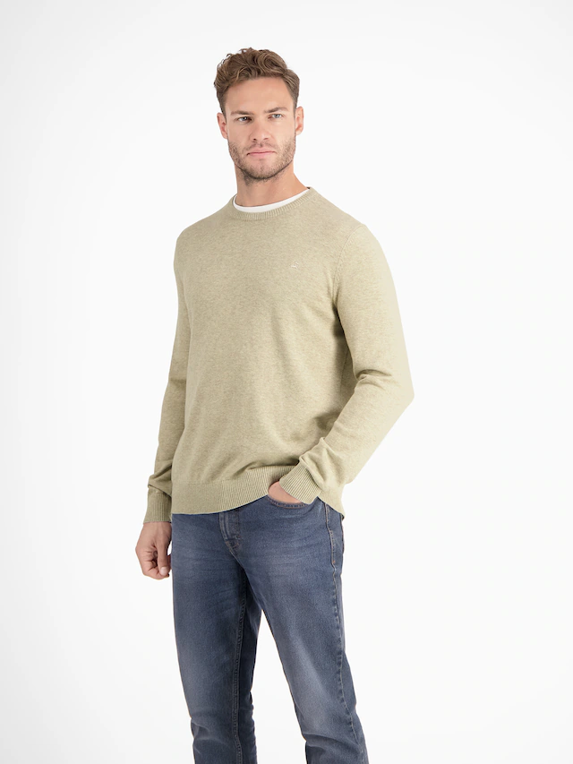 LERROS Strickpullover »Herren Strickpullover aus Baumwolle mit Crewneck Ausschnitt« Weicher Strick-Pullover, Rundhalsausschnitt, lange Ärmel, pflegeleicht