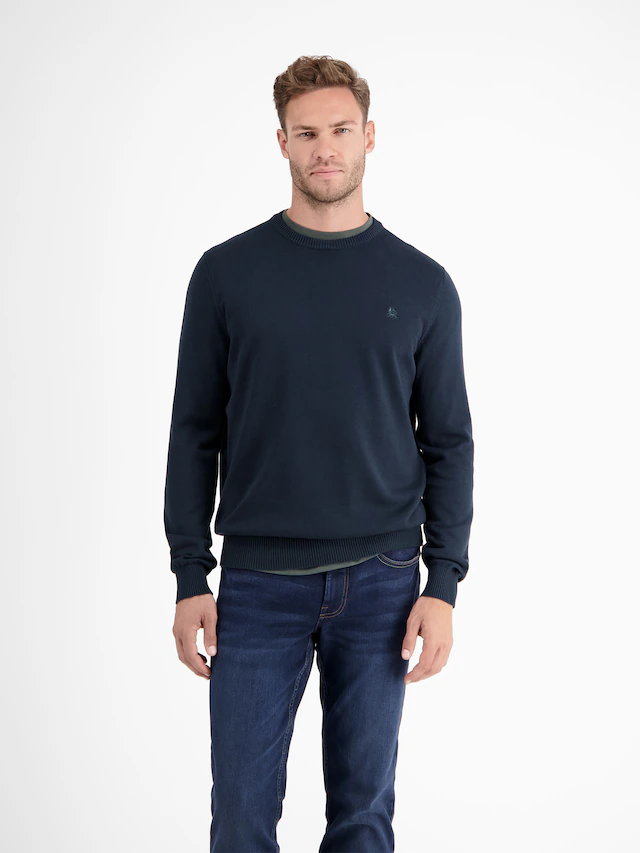 LERROS Strickpullover »Herren Strickpullover aus Baumwolle mit Crewneck Ausschnitt« Weicher Strick-Pullover, Rundhalsausschnitt, lange Ärmel, pflegeleicht