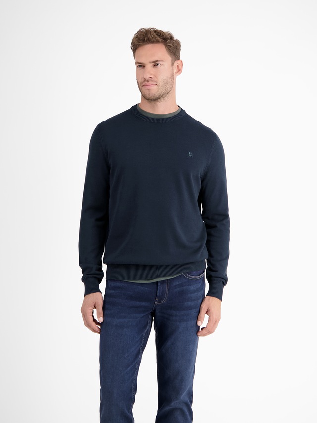 LERROS Strickpullover »Herren Strickpullover aus Baumwolle mit Crewneck Ausschnitt« Weicher Strick-Pullover, Rundhalsausschnitt, lange Ärmel, pflegeleicht