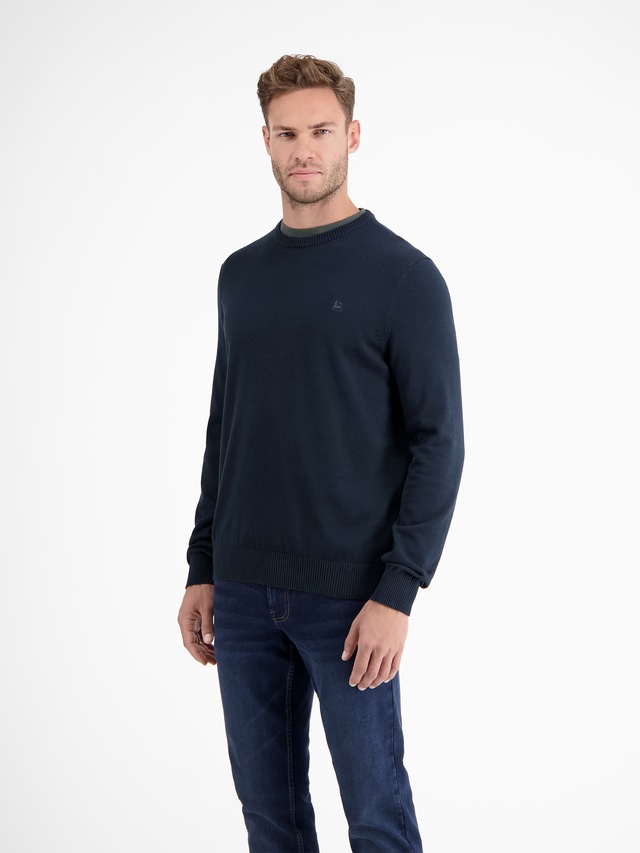 LERROS Strickpullover »Herren Strickpullover aus Baumwolle mit Crewneck Ausschnitt« Weicher Strick-Pullover, Rundhalsausschnitt, lange Ärmel, pflegeleicht