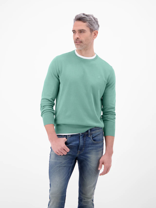 LERROS Strickpullover »Herren Strickpullover aus Baumwolle mit Crewneck Ausschnitt« Weicher Strick-Pullover, Rundhalsausschnitt, lange Ärmel, pflegeleicht