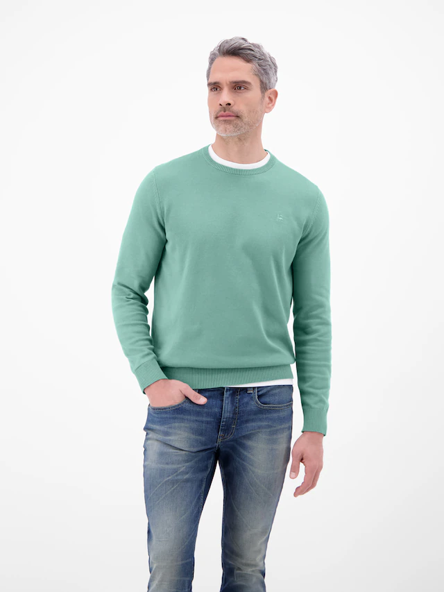 LERROS Strickpullover »Herren Strickpullover aus Baumwolle mit Crewneck Ausschnitt« Weicher Strick-Pullover, Rundhalsausschnitt, lange Ärmel, pflegeleicht
