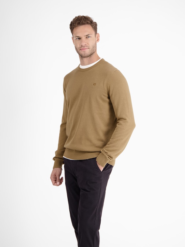LERROS Strickpullover »Herren Strickpullover aus Baumwolle mit Crewneck Ausschnitt« Weicher Strick-Pullover, Rundhalsausschnitt, lange Ärmel, pflegeleicht