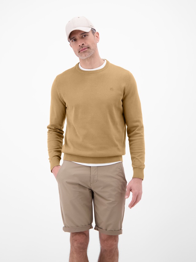 LERROS Strickpullover »Herren Strickpullover aus Baumwolle mit Crewneck Ausschnitt« Weicher Strick-Pullover, Rundhalsausschnitt, lange Ärmel, pflegeleicht