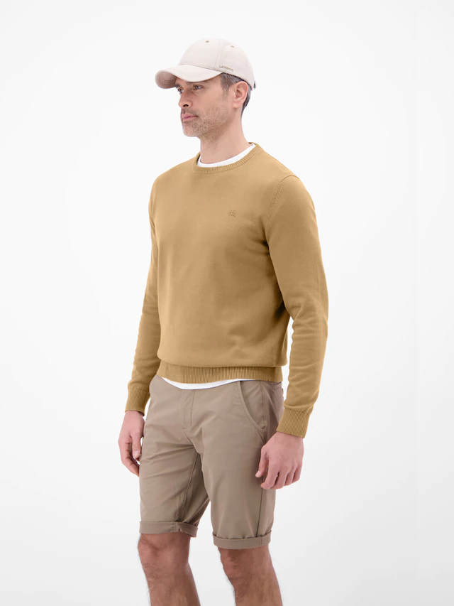LERROS Strickpullover »Herren Strickpullover aus Baumwolle mit Crewneck Ausschnitt« Weicher Strick-Pullover, Rundhalsausschnitt, lange Ärmel, pflegeleicht