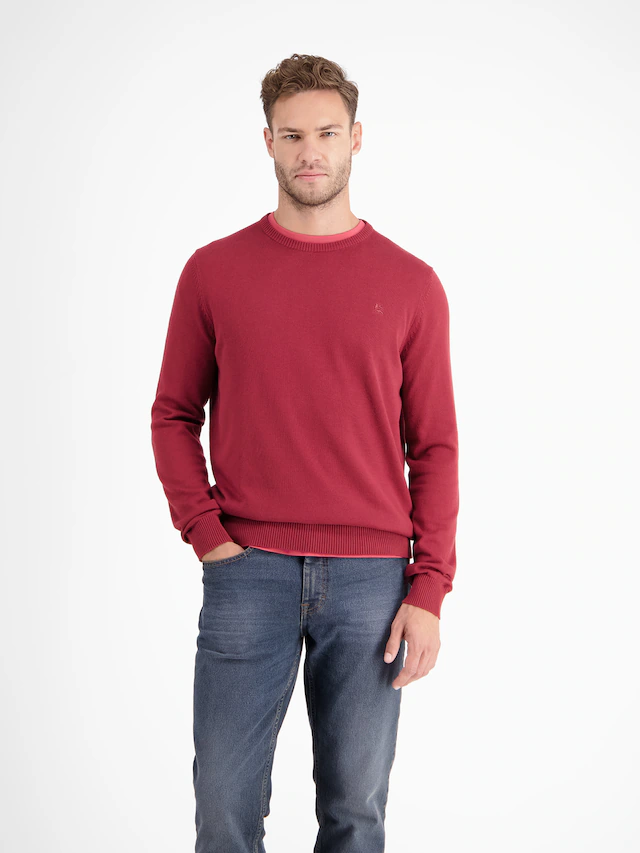 LERROS Strickpullover »Herren Strickpullover aus Baumwolle mit Crewneck Ausschnitt« Weicher Strick-Pullover, Rundhalsausschnitt, lange Ärmel, pflegeleicht