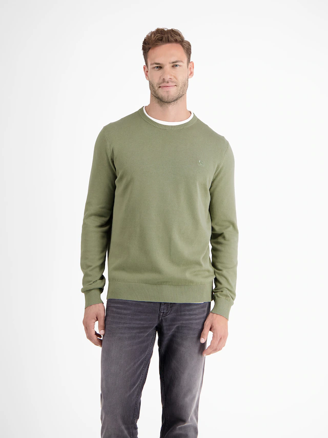 LERROS Strickpullover »Herren Strickpullover aus Baumwolle mit Crewneck Ausschnitt« Weicher Strick-Pullover, Rundhalsausschnitt, lange Ärmel, pflegeleicht